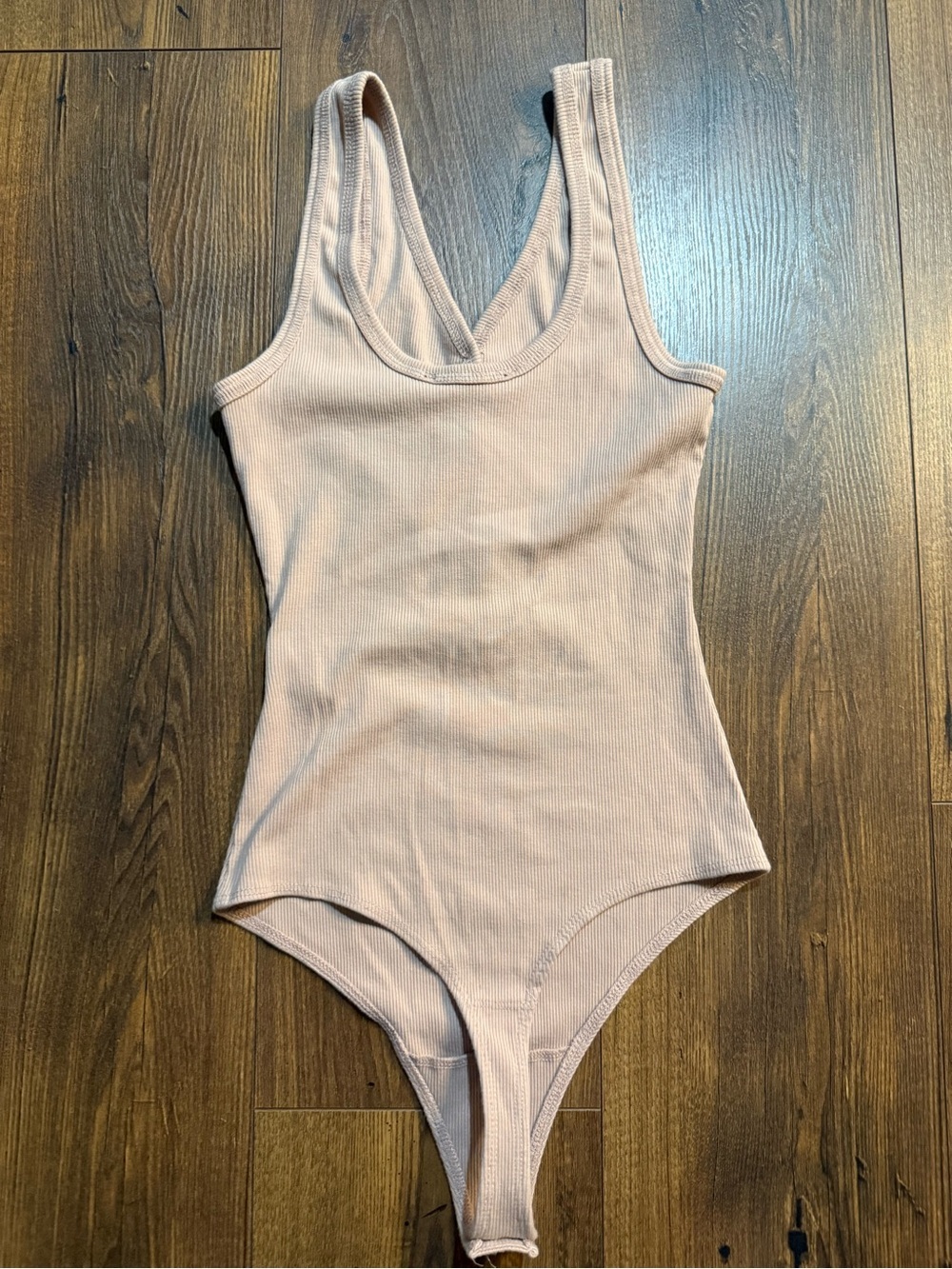 Abercrombie & Fitch Women’s Ribbed Sleeveless Bodysuit Sand Size Small Thong - Picture 4 of 5